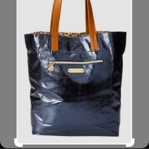 Large tote by Betsy Johnson. Dark blue metallic. One size.